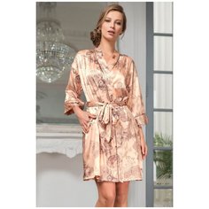 Mia&Mia Коротенький шелковый халат-кимоно Letual, персиковый, L-XL