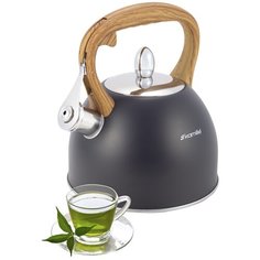 Чайник 2,5л из нержавеющей стали со свистком и ручкой soft touch Kamille