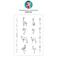 Переводные мини тату - Звери контур жираф/ временные тату/ временные татуировки Mimitoo