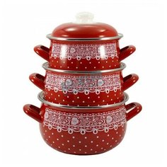 Набор посуды 3пр. 3661 В Ажур красный INTEROS Интерос