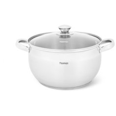 Кастрюля PRIME 24x13,5 см / 6,1л со стеклянной крышкой (нерж.сталь) Fissman