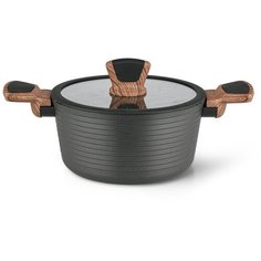 Кастрюля DIAMOND 20x10см / 2,6л со стеклянной крышкой (алюминий) Fissman