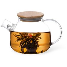 Чайник заварочный 800мл с бамбуковой крышкой и стальным фильтром (стекло) Fissman