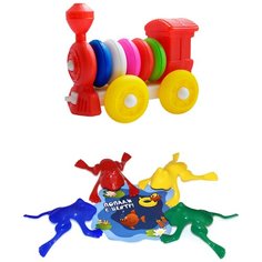 Набор развивающий: Конструктор-каталка "Паровозик" + Команда КВА №1,КАРОЛИНА ТОЙЗ Karolina Toys