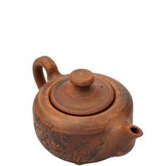 Чайник заварочный глиняный Бянь Ху цветы. Глиняная посуда Гжельская Гончарня