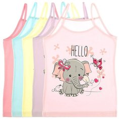 Майка для девочек 4371FF, Цвет: Микс, Размер: 10/11, 5шт. в упаковке Donella