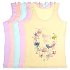 Майка для девочек 4371WBHD, Цвет: Микс, Размер: 4/5, 5шт. в упаковке Donella