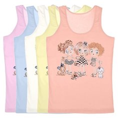 Майка для девочек 4971WKK, Цвет: Микс, Размер: 8/9, 5шт. в упаковке Donella