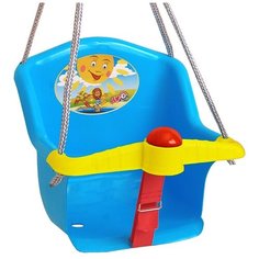 Т1790 Качели Бонифаций с барьером безопасности, с клаксоном синие Orion Toys
