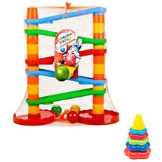 Набор развивающий: Игра "Зайкина горка. Аттракцион №1" + Пирамида детская малая БИПЛАНТ