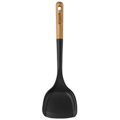 Силиконовая лопатка для вока с деревянной ручкой, 31 см, черный, серия Аксессуары, Staub