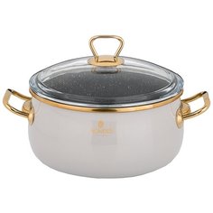Кастрюля эмалированная со стекл. крышкой и антипригар. мраморным покрытием, 3,2л Agness (950-291)