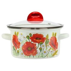 Кастрюля эмалированная Магнитогорская эмаль Маки 3 л 01-Б1612С/4