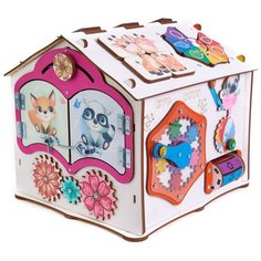 Бизиборд развивающий домик Тимка 25х25х28 см со светом Evo Toys