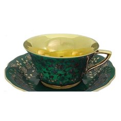 Чашка низкая Виндзор (150 мл) с блюдцем, малахит, Leander