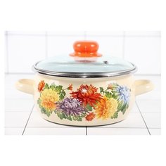 Кастрюля эмалированная Магнитогорская эмаль Хризантема 2 л 21-Д1910С/4