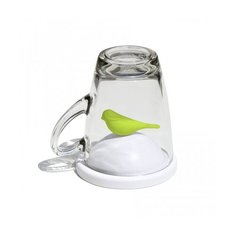 Чашка с крышкой Sparrow, белая с зеленым Qualy