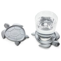 Подставка под стаканы Save Turtle, серый Qualy