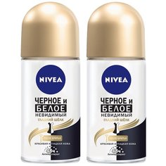 Nivea антиперспирант, ролик, Черное и Белое Невидимый Гладкий шелк, 2 шт, 50 мл