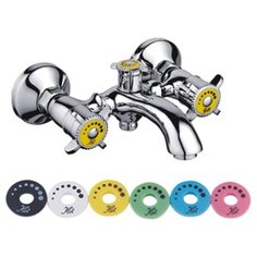 POTATO, Смеситель для ванны с поворотным изливом и разноцветными вставками, хромированный P30325