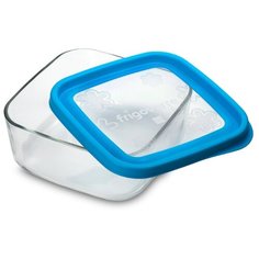 Контейнер стеклянный Bormioli Rocco FRIGOVERRE FUN, квадратный 19х19 см, объем 1,6 л, голубой
