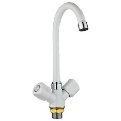 POTATO, Смеситель для кухни (мойки) высокий с поворотным изливом, белый P49324-7