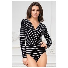 Mia-Amore Боди в полоску с длинными рукавами Body Dream, черный с белым , XXL
