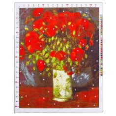 Канва для вышивания с рисунком Арт Узор Ван Гог. Ваза с красными маками, красный/серый 39 х 47 см