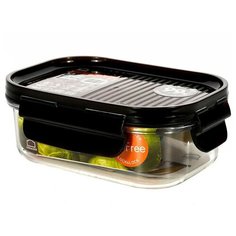 Lock & Lock Контейнер прямоугольный пищевой Modular LBF401, 13.6x9.6 см, прозрачный/черный