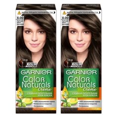 GARNIER Color Naturals стойкая питательная крем-краска для волос, 2 шт., 4.00 глубокий темно-каштановый
