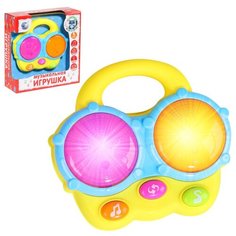 Развивающая детская игрушка для малышей "Барабан", "Е-нотка", цвет желтый, TONGDE, проектор,мелодии ,в/к 16,4*15,7*5,6 см