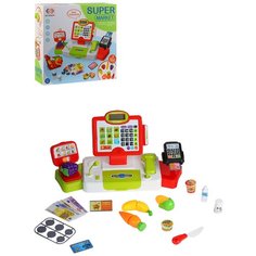Игровой детский набор "Касса" на батарейках, с калькулятором и POS терминалом, свет, звук, цвет красный, в/к 29х10х28см Компания Друзей