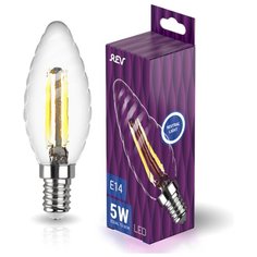 Лампочка светодиодная FILAMENT свеча витая TC37 E14 5W 4000K DECO Premium холодный свет REV 32492 8