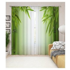 Фотошторы "Листья бамбука", 145*260 2 шт. Блэкаут Сирень