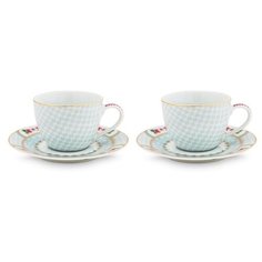 Набор из 2-х чашечек для эспрессо с блюдцем Pip Studio Blushing Birds White, 120 мл, 51.004.086
