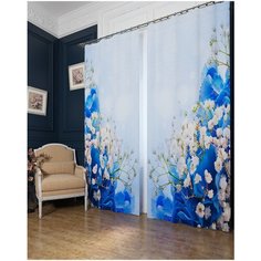 Фотошторы блэкаут "Голубой букет", 145*260 см, 2 шт. Сирень