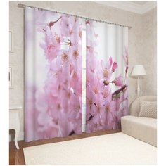 Фотошторы блэкаут "Вишневые бутоны", 145*260 см, 2 шт. Сирень