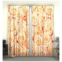 Фотошторы "Кремовые розы", 145*260 см, 2 шт. Сирень
