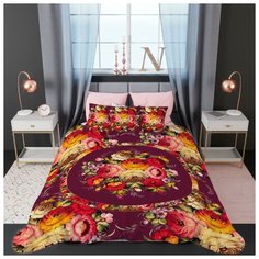 Покрывало стеганое "Роспись", 200*220 см. Сирень