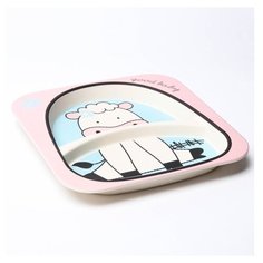 Набор детской посуды «Коровка» из бамбука, 5 предметов: тарелка, миска, стакан, столовые приборы Крошка Я