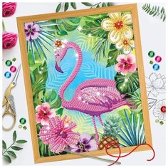 Вышивка бисером и пайетками «Фламинго», 28 × 35 см. Набор для творчества Школа талантов
