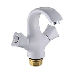 Смеситель для раковины (умывальника) Potato P10306-7 двухрычажный белый