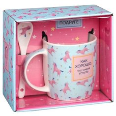 Дорого внимание Кружка с ложкой У меня есть ты 350 мл белый/голубой/розовый