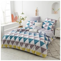 Комплект постельного белья СИТРЕЙД, AR181, Сатин, Евро, наволочки 50x70, 70x70, простыня на резинке 160х200 см