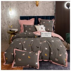 Комплект постельного белья СИТРЕЙД CPTR011, сатин (100% индийский хлопок), Евро, простыня на резинке 180*200*30, наволочки 50x70, 70x70