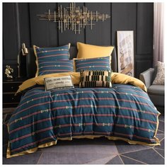 Комплект постельного белья СИТРЕЙД CPTR023, сатин (100% индийский хлопок), Семейный, простыня на резинке 180*200*30, наволочки 50x70, 70x70