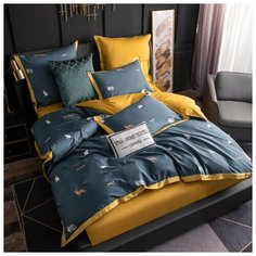 Комплект постельного белья СИТРЕЙД CPTR010, сатин (100% индийский хлопок), Евро, простыня на резинке 160*200*30, наволочки 50x70, 70x70