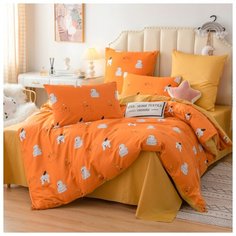 Комплект постельного белья СИТРЕЙД, AR200, Сатин, Евро, наволочки 50x70, 70x70, простыня на резинке 180х200 см