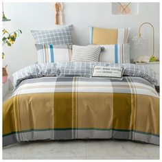 Комплект постельного белья СИТРЕЙД, AR188, Сатин, Евро, наволочки 50x70, 70x70, простыня на резинке 180х200 см