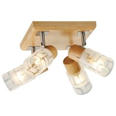 Спот KRASH 4xE14x40W квадрат никель/дерево Powerlight